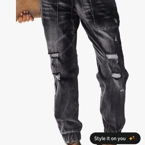 Women’s Distressed Loose Black Jeans